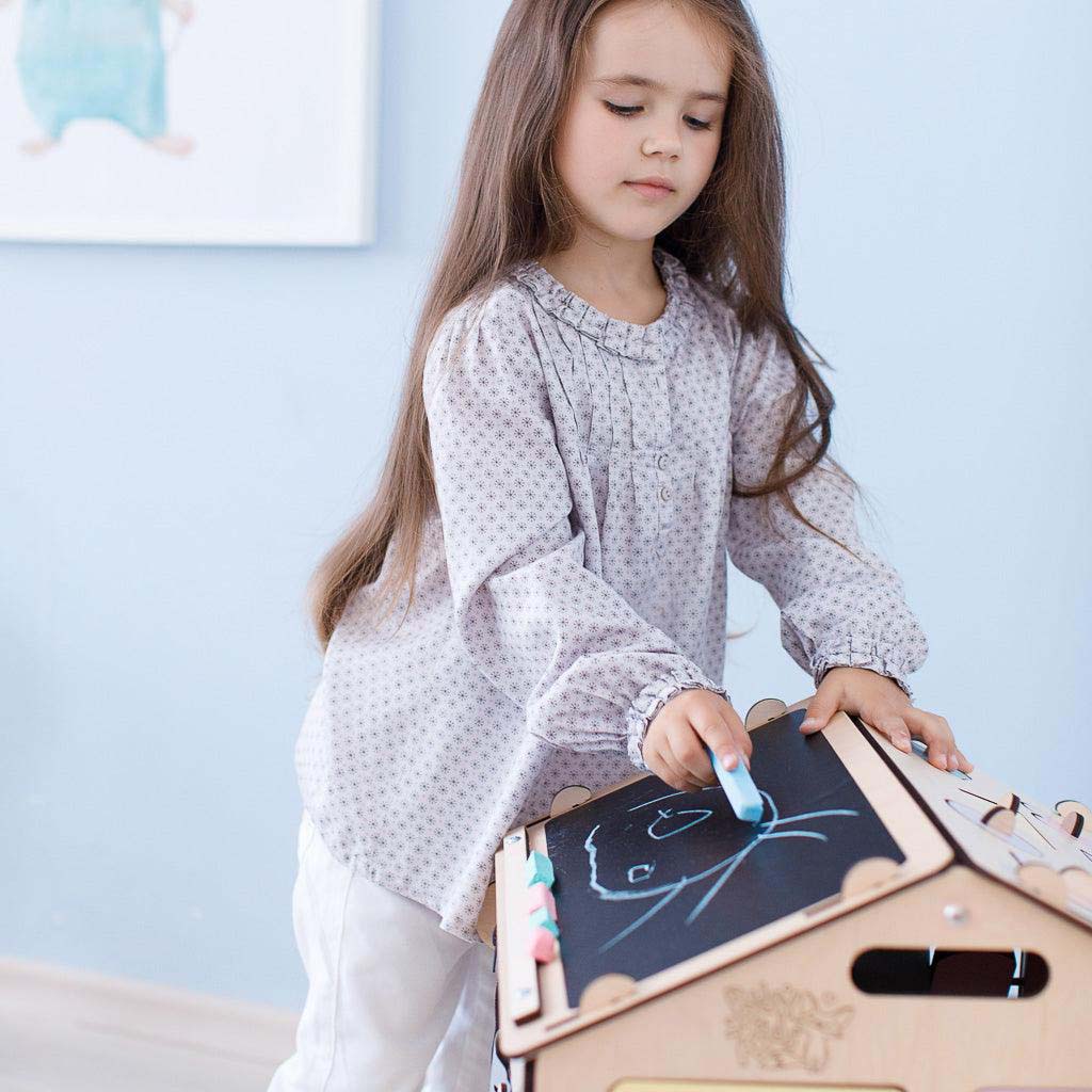 Ensemble Maisonnette et Cube Interactif - menthe, bois natura, 12 à 18 mois - BusyKids - myplayground