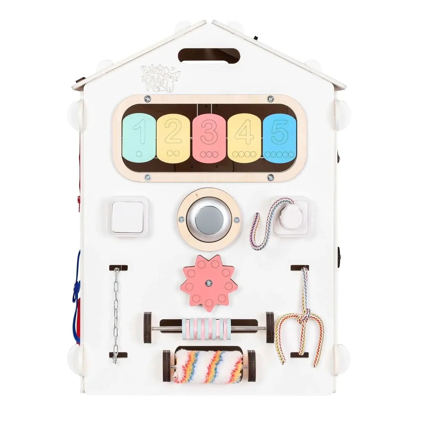 Ensemble Maisonnette Blanche et Cube Interactif - Bois Natura, 12 à 18 mois - BusyKids by BusyKids