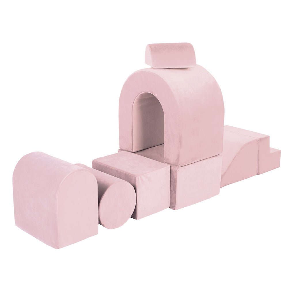 Château de terrain de jeu sans piscine – Velours rose – Plush Nest by Misioo