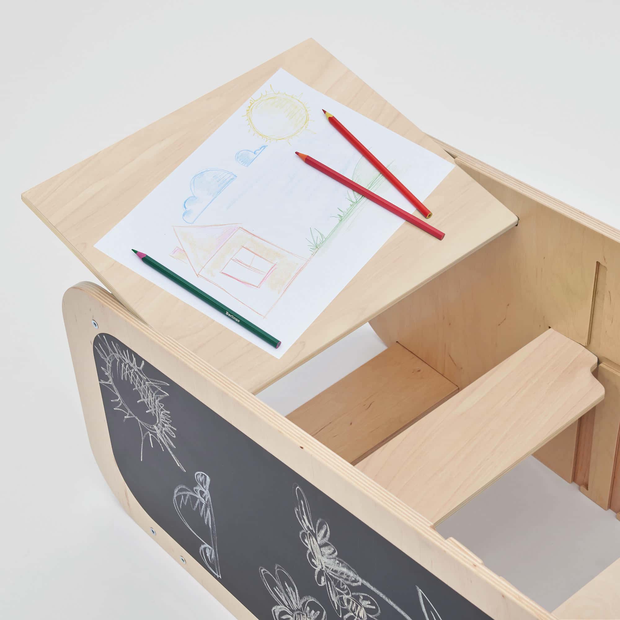 BusyKids - Tour d’Apprentissage Multifonctions 5 en 1 Menthe - Bois Brut (non verni) - 18 à 24 mois - myplayground