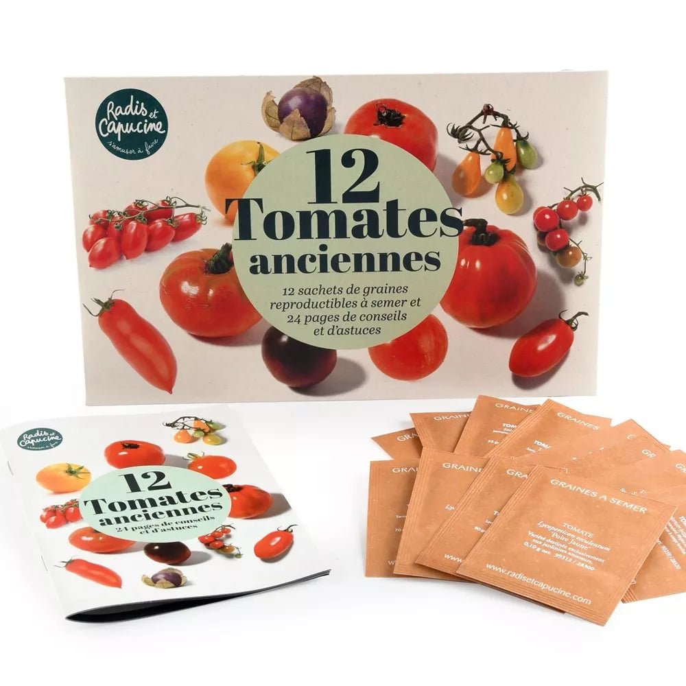 Enveloppe de 12 sachets - Tomates anciennes - Radis et Capucine - myplayground