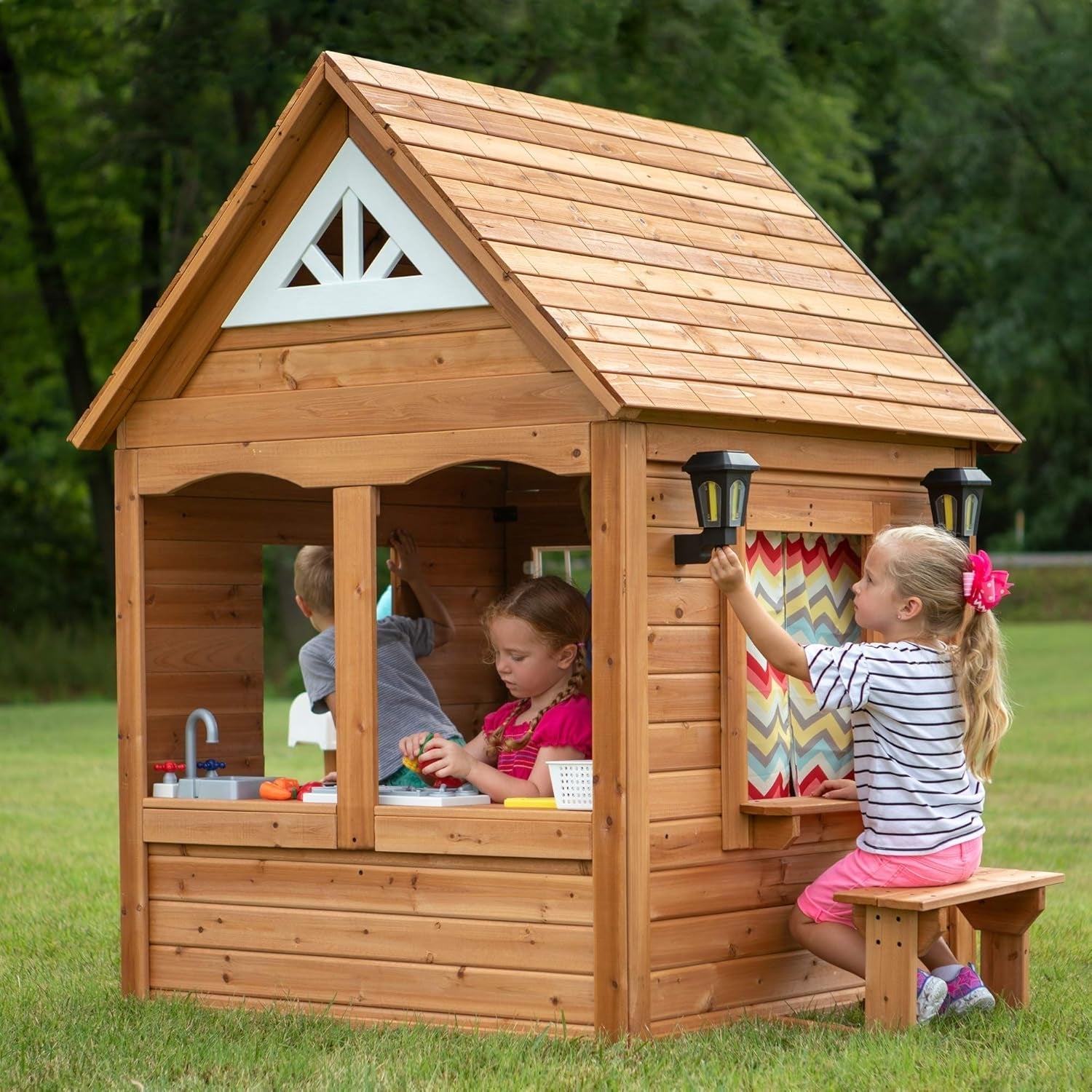 Cedar Wood Kids Outdoor Playhouse Kitchen Accessories by ShipItFurniture