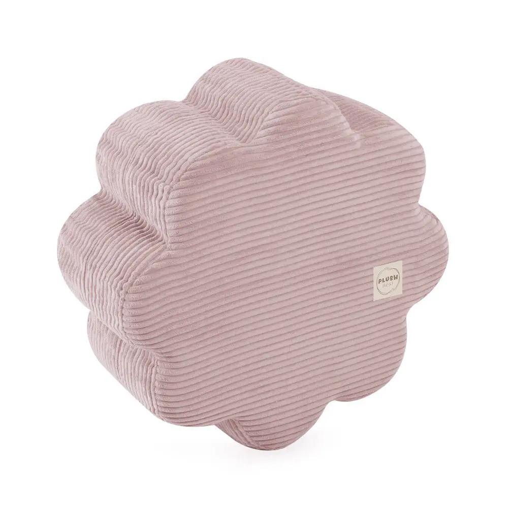 Pouf fleur 54x25 cm - Velours côtelé rose clair premium, forme de fleur - Plush Nest by Misioo