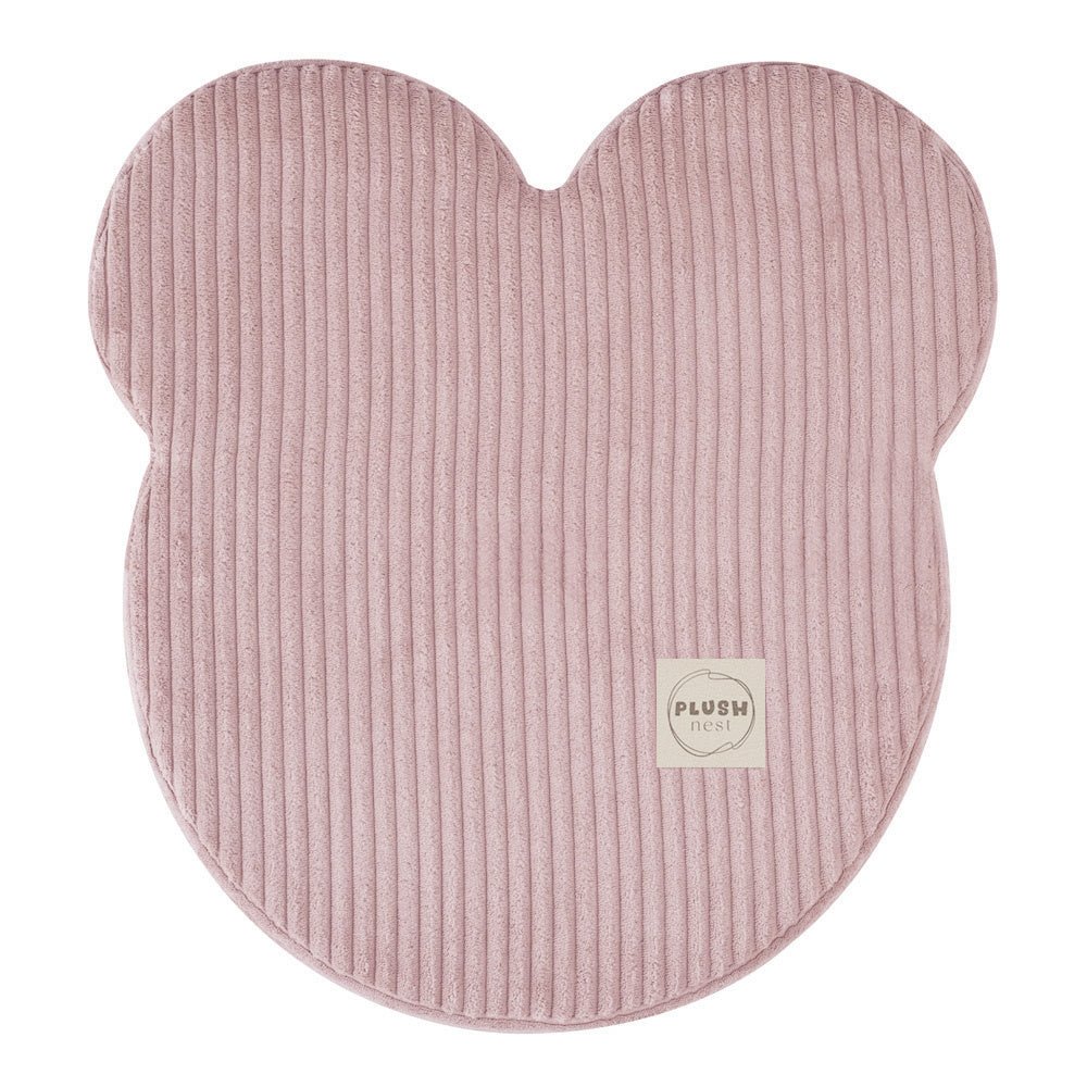 Pouf ourson 46x25 cm - Velours côtelé rose clair premium - Plush Nest - myplayground