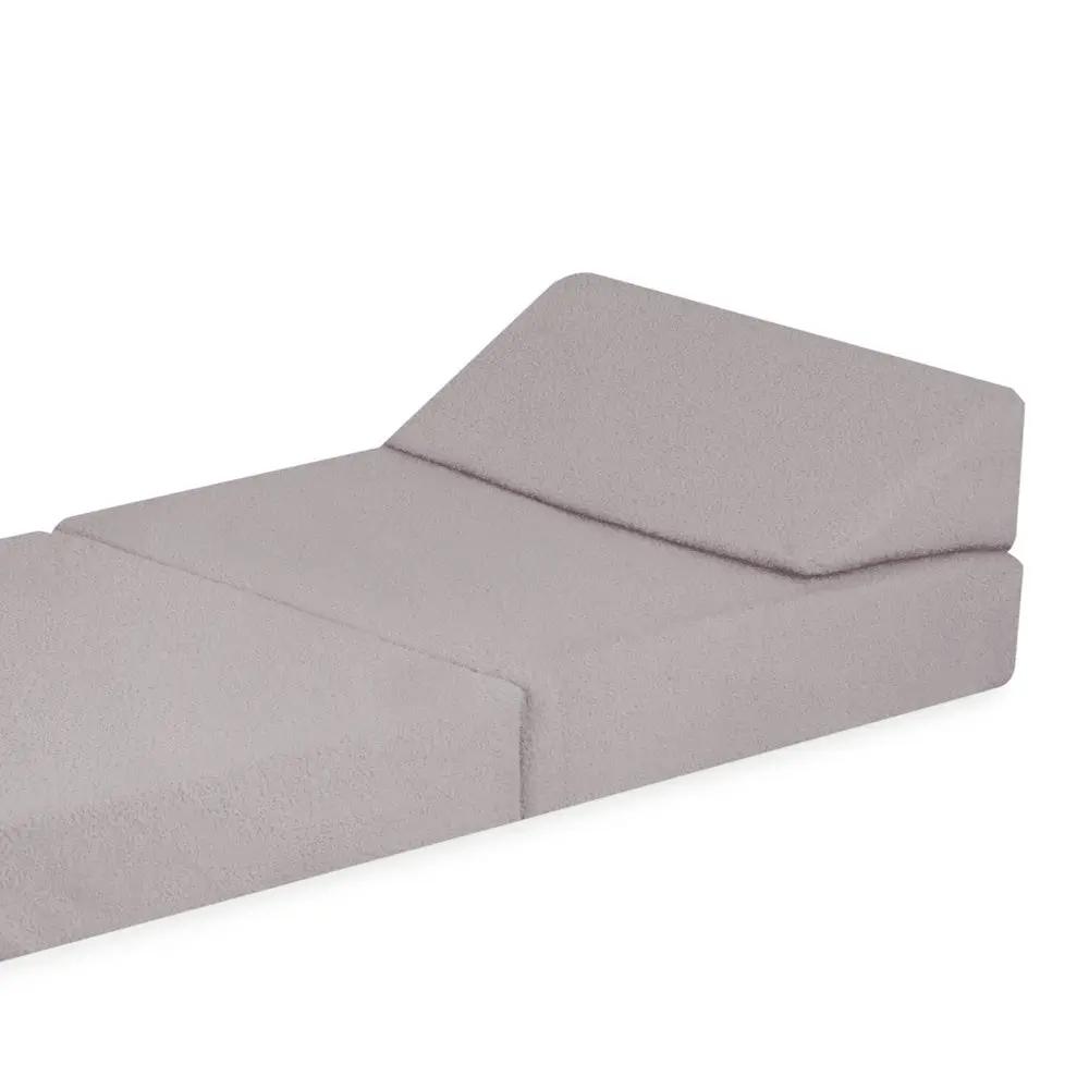 Matelas Foldie large avec appui-tête - Agneau gris - Plush Nest by Misioo