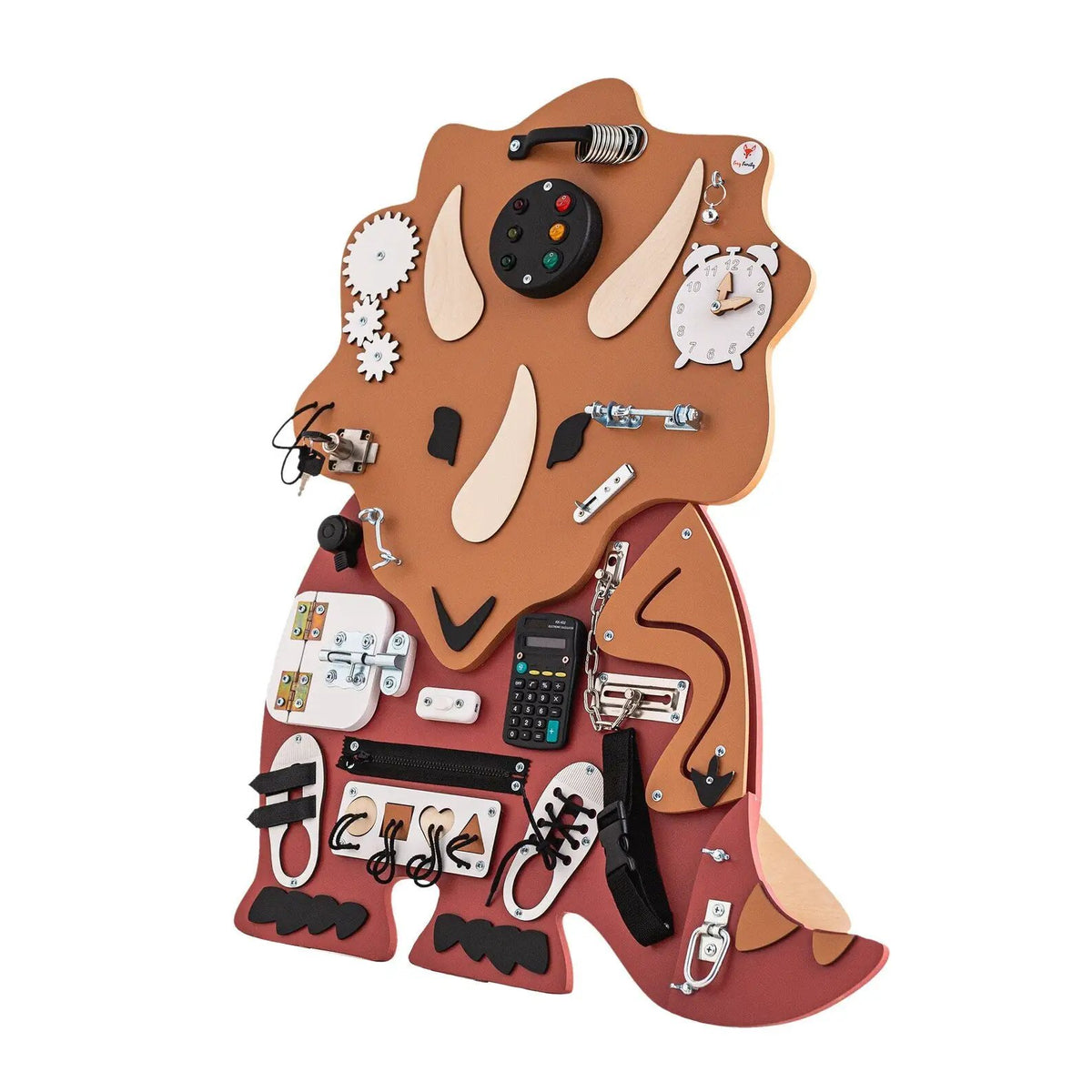 Dinosaure Busy board - Planche sensorielle - Jeu de motricite fine pour enfant ( 3 ans et + ) by FoxyFamily