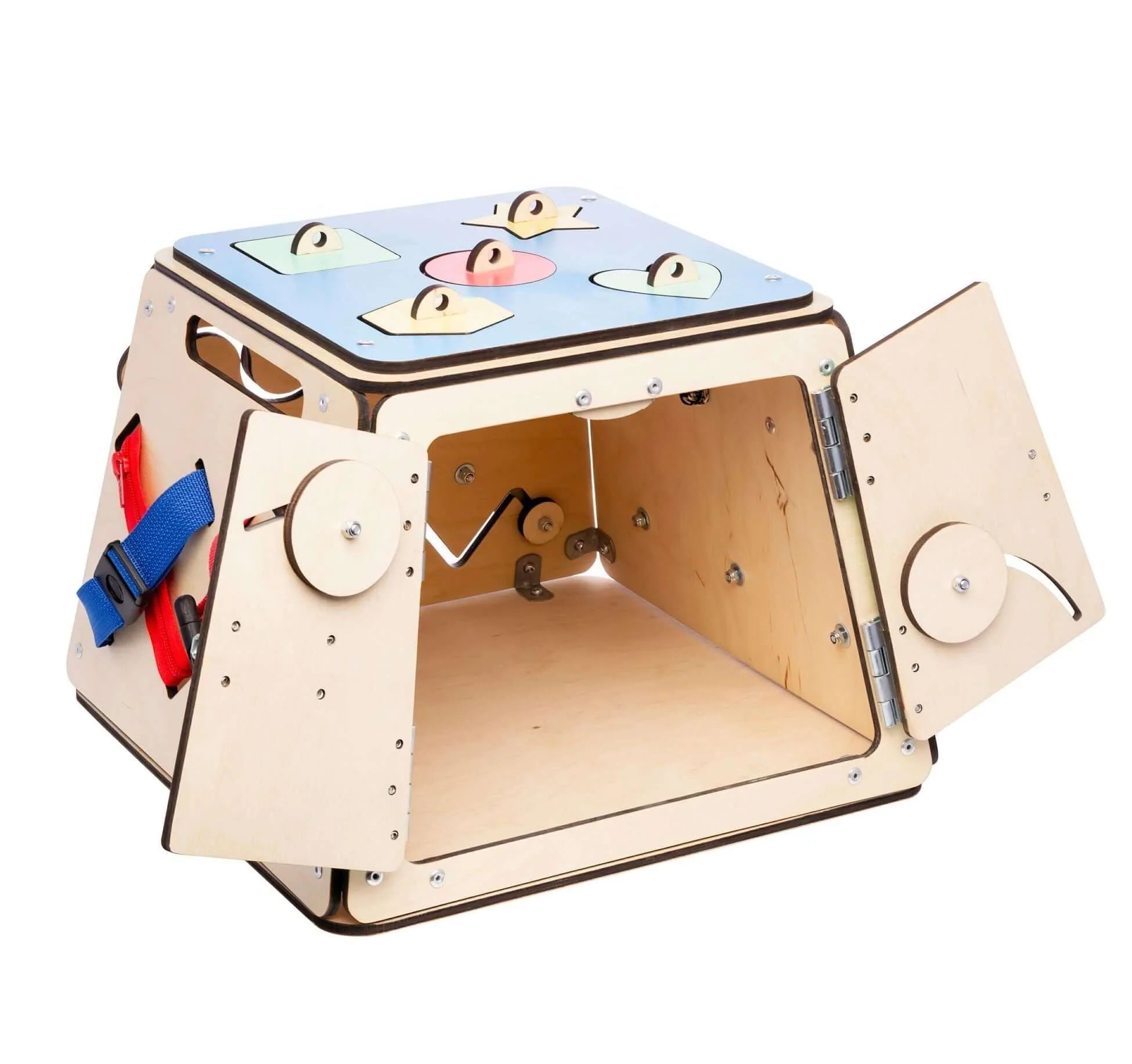 Coffre - fort - busy Board montessori, Bois Natura, 12 mois - BusyKids - myplayground