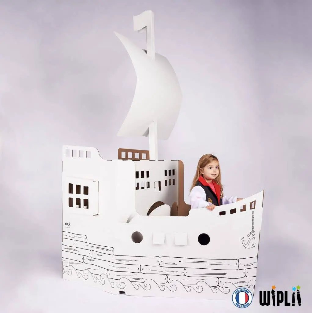 Kit de construction créatif pour enfant : L'incroyable bateau en carton by Wiplii