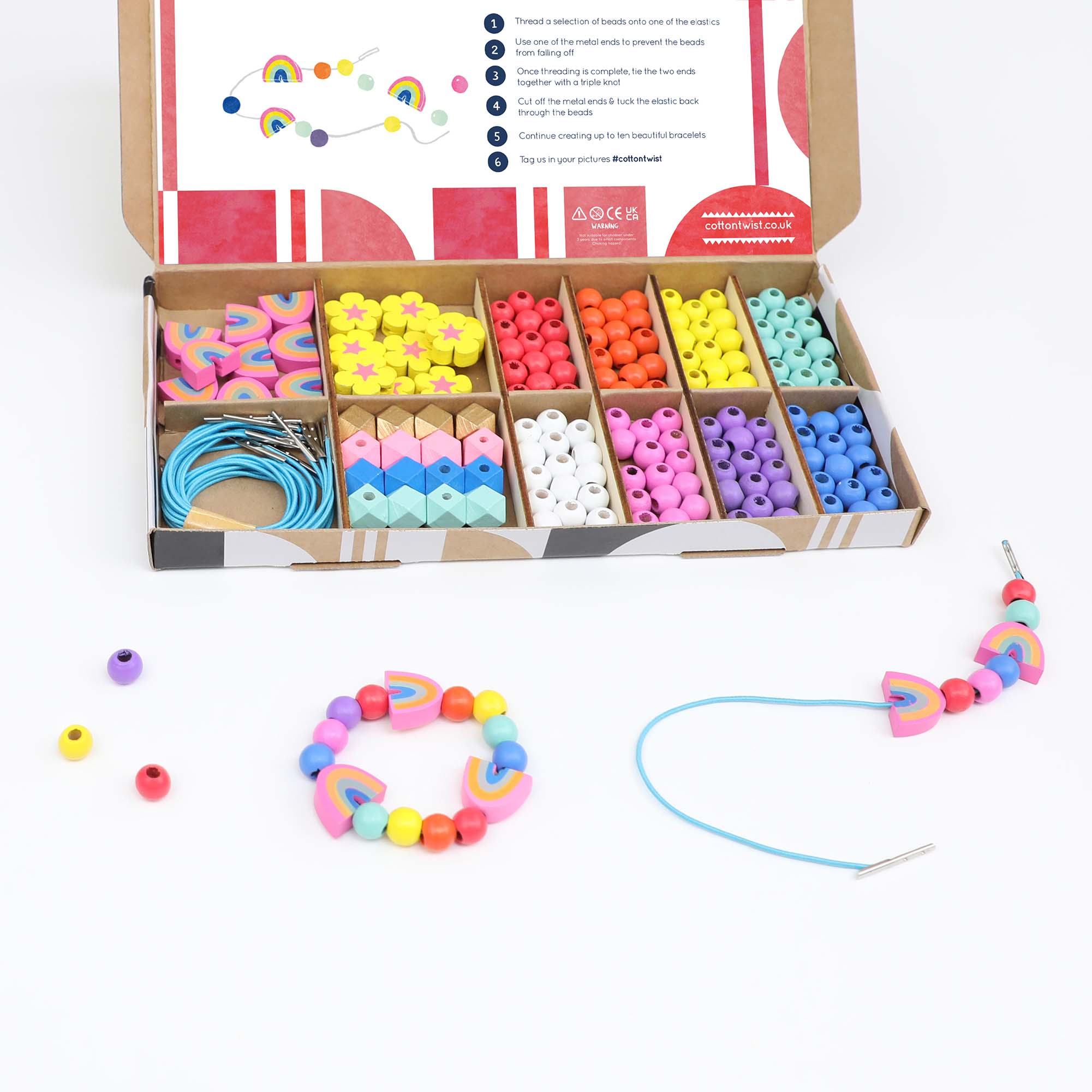 Kit de fabrication de bracelets arc-en-ciel et fleurs by Cotton Twist