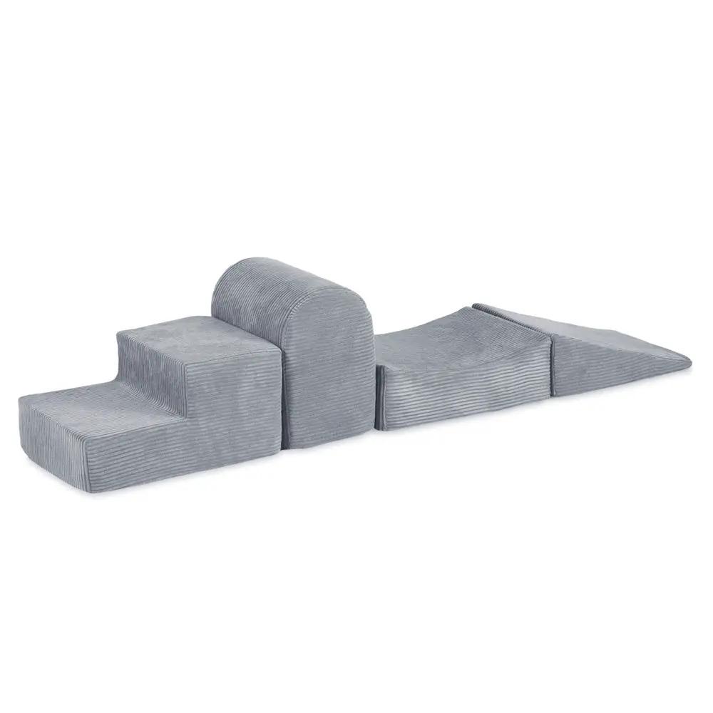 Terrain de jeu 4 éléments – Velours côtelé gris premium, aire de jeux – Plush Nest by Misioo