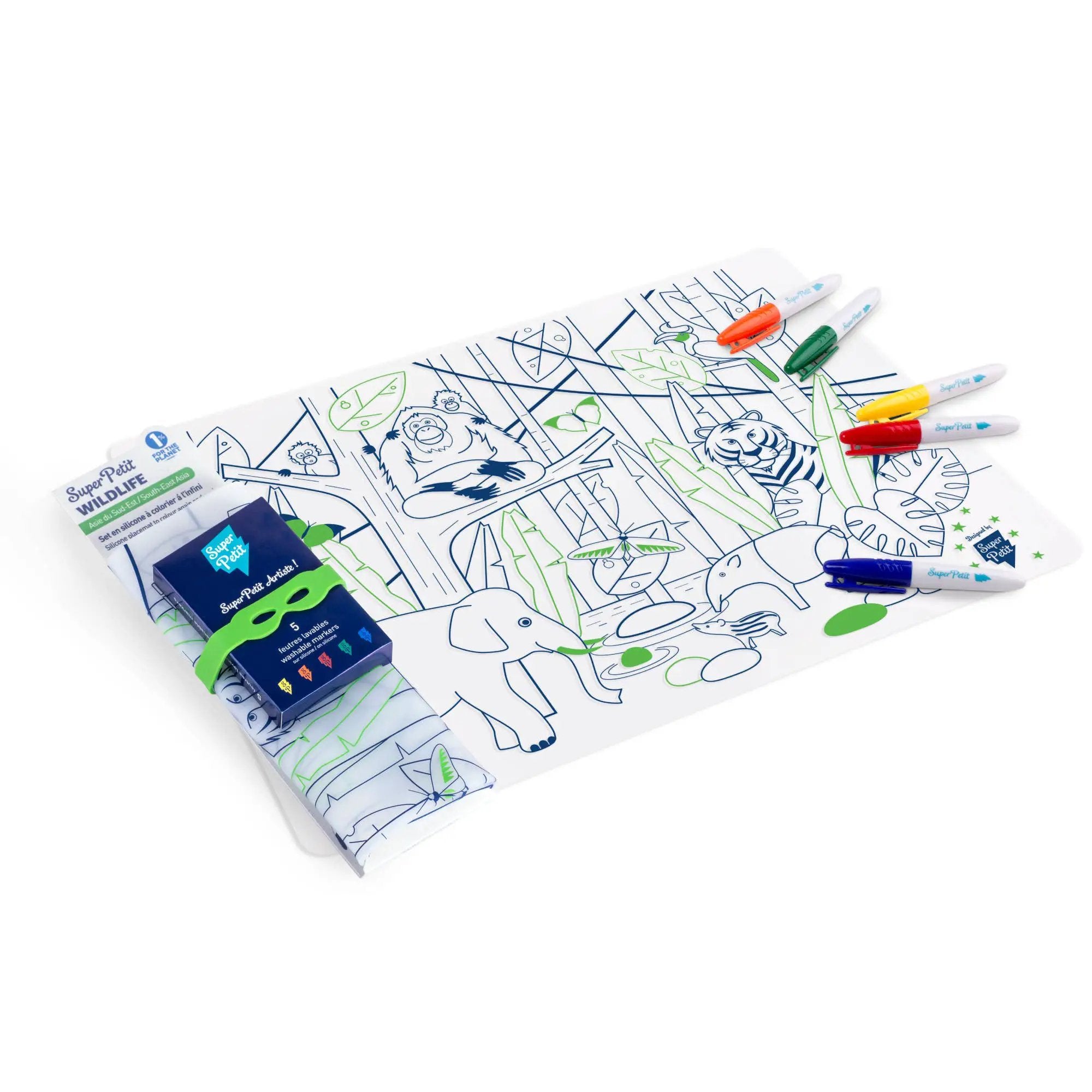 Jeu éducatif: Set de table en silicone JUNGLE - Réutilisable by SuperPetit