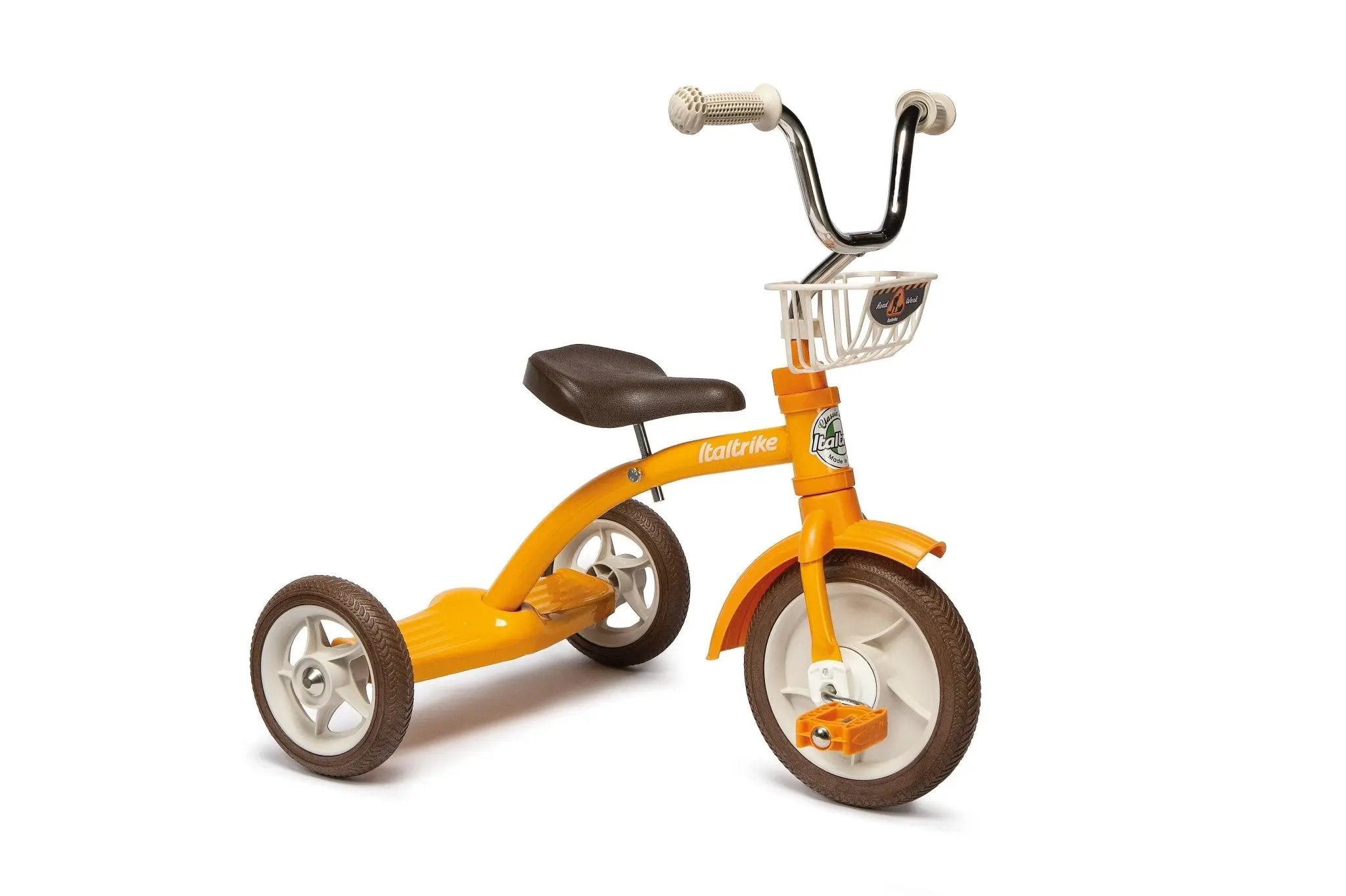 Tricycle Super Lucy Road Work Orange Italtrike Pour Enfants 2 À 5 Ans Châssis Métal Robuste Guidon Chromé Roues Gomme by Italtrike