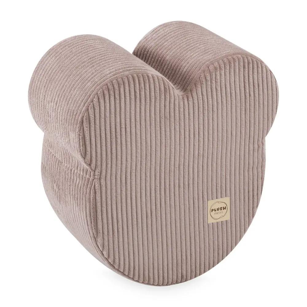 Pouf ourson 46x25 cm - Velours côtelé beige premium - Plush Nest by Misioo