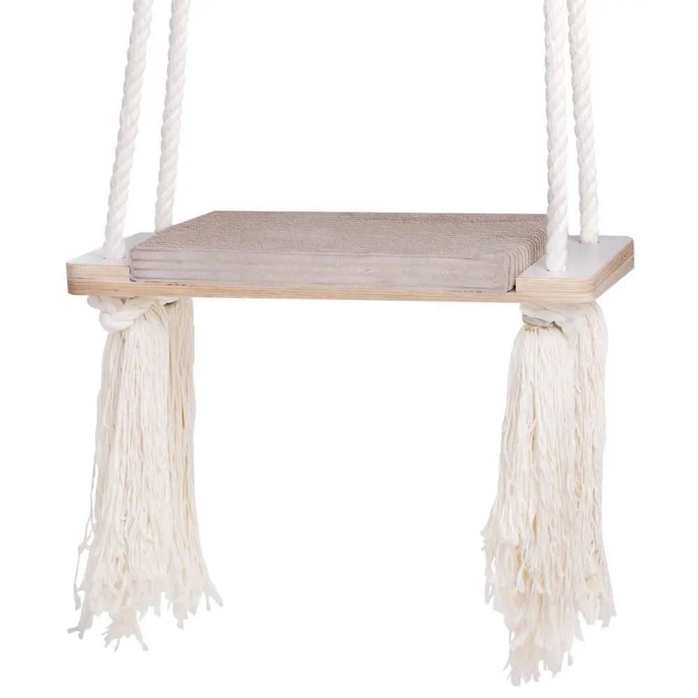 Balançoire d'intérieur plate - Velours côtelé beige premium - Plush Nest by Misioo