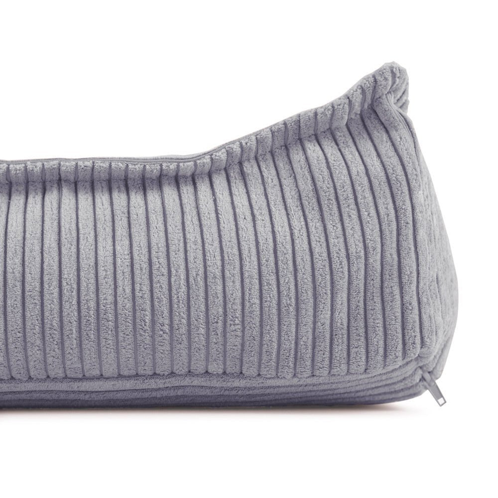 Pouf 60x60 cm - Coussin de sol, velours côtelé gris premium - Plush Nest - myplayground