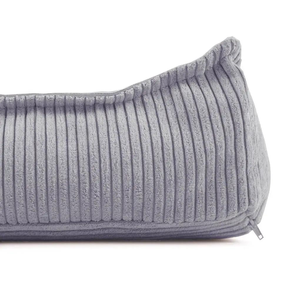 Pouf 60x60 cm - Coussin de sol, velours côtelé gris premium - Plush Nest by Misioo