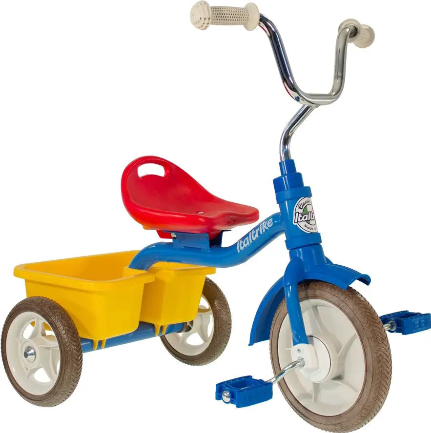 Tricycle Transporter Colorama Bleu Italtrike Pour Enfants 2-5 Ans Châssis Métal Robuste Guidon Chromé by Italtrike