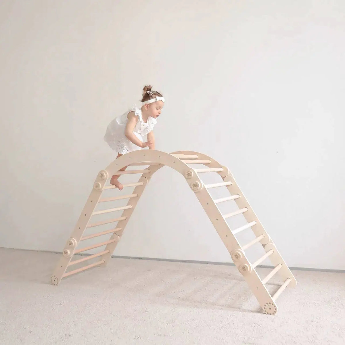 Ensemble d’escalade inclinable (set L avec Rocker) - bois brut (non verni), 18 à 24 mois - BusyKids by BusyKids