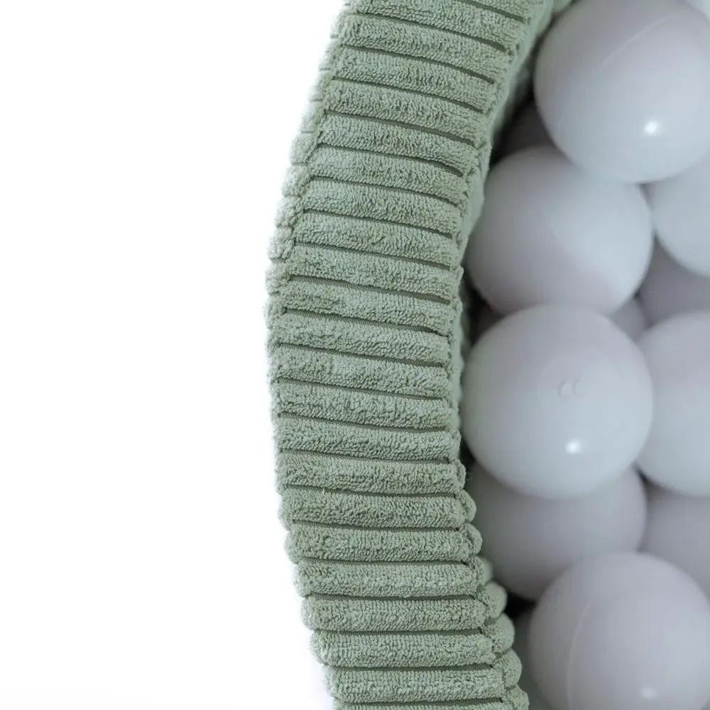 Piscine à balles - ronde 90x30 cm, vert velours côtelé - Plush Nest - Misioo by Misioo