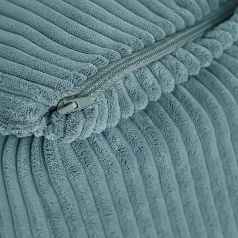 Fauteuil carré Puffy - 77x67x50, bleu velours côtelé, pouf - Plush Nest by Misioo