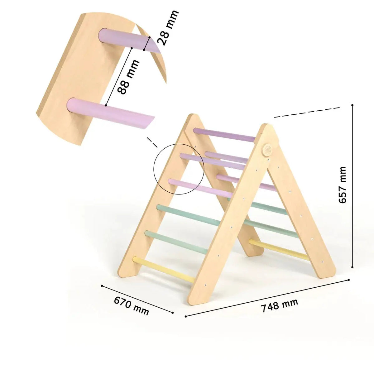 Ensemble triangle pikler + 2 Planches + bascule d’équilibre - Pastel, Bois Natura, 12 à 18 mois - BusyKids by BusyKids