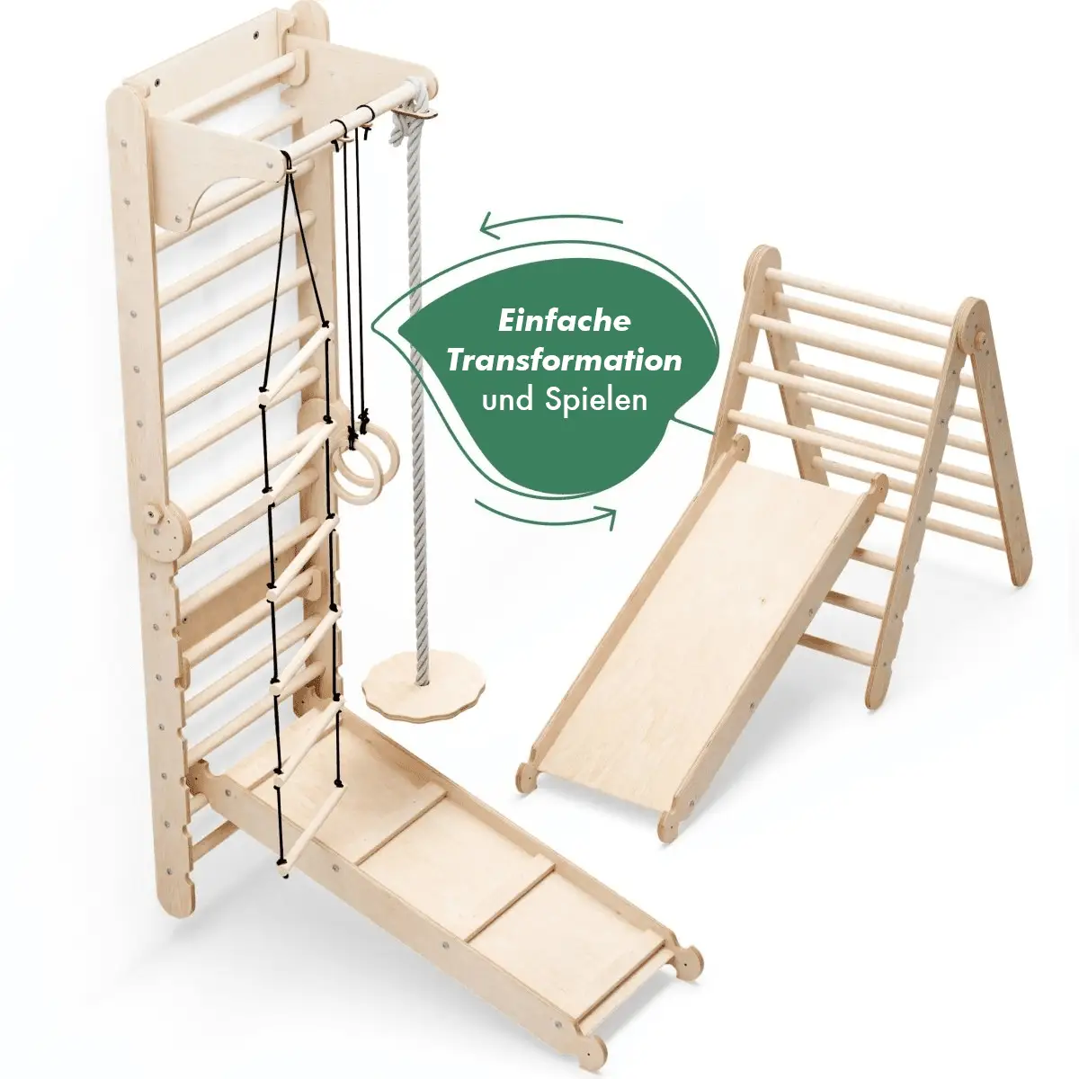 6 In 1 Indoor Climbing Wall Kit For Kids With Rings, Swing, Slide, Ladder And Bar For Balance And Coordination by Goodevas