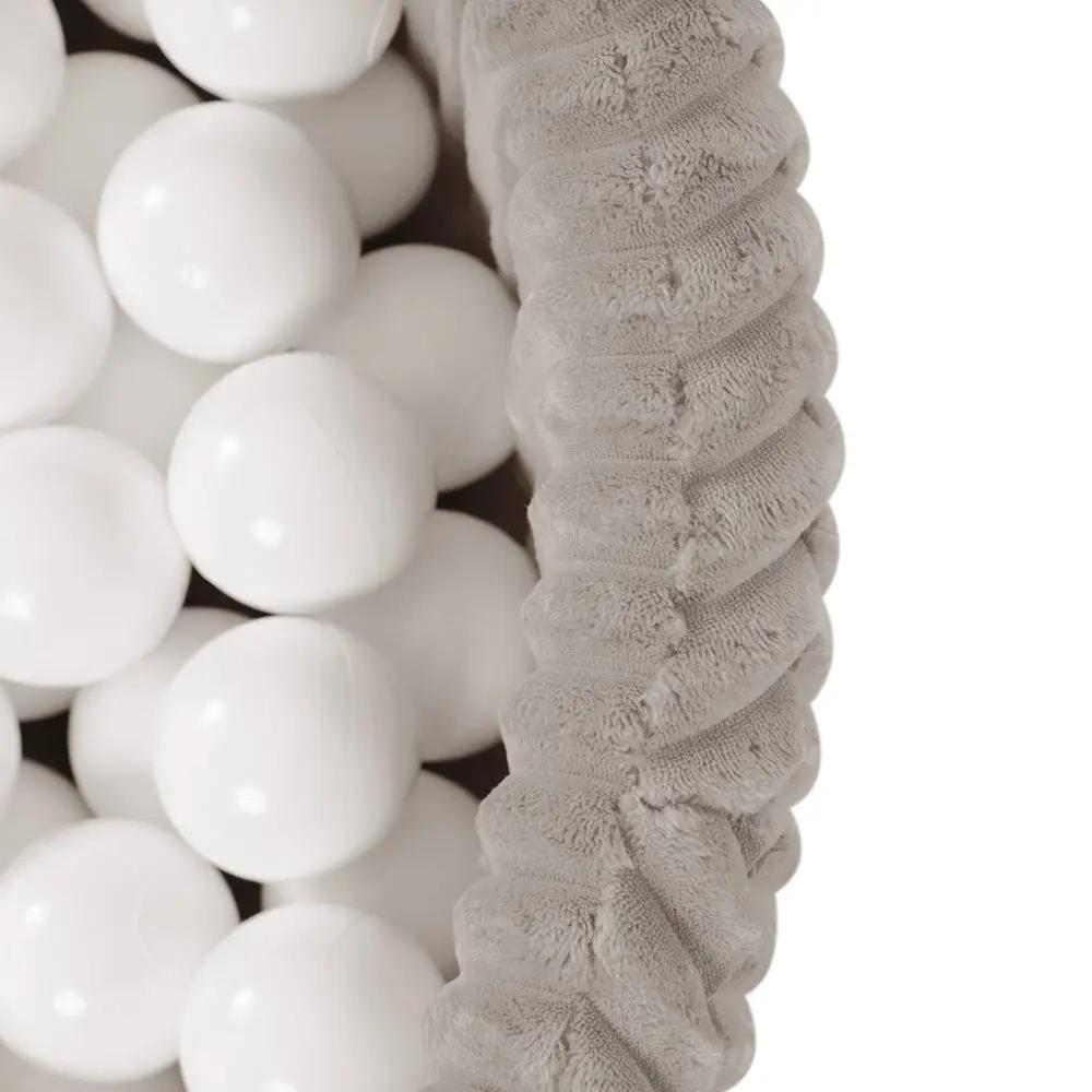 Piscine à balles - ronde 90x30 cm, beige Puffy Lamell (+ 200 boules dorées, perle, transparentes ) – Plush Nest by Misioo