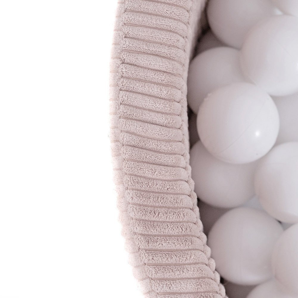 Piscine à balles, rose clair, ronde, velours côtelé, 90x30 (200 boules : perle, rose clair, or) - Plush Nest - Misioo - myplayground