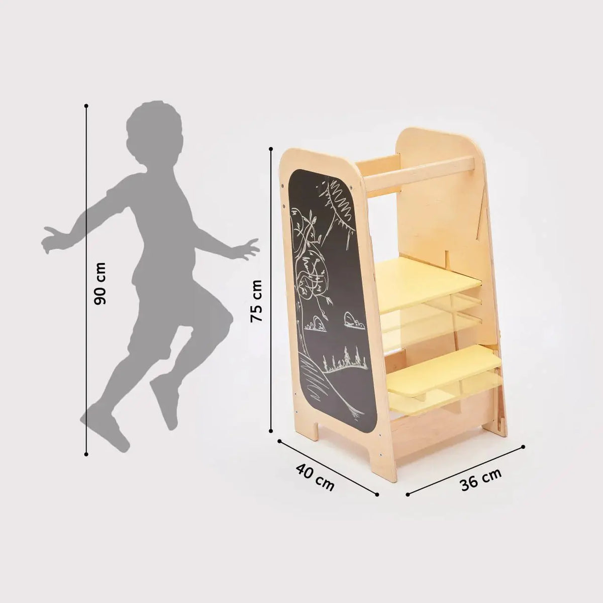 Tour d’Apprentissage Multifonctions 5 en 1 - vanille, bois brut (non verni), 18 à 24 mois - BusyKids - by BusyKids