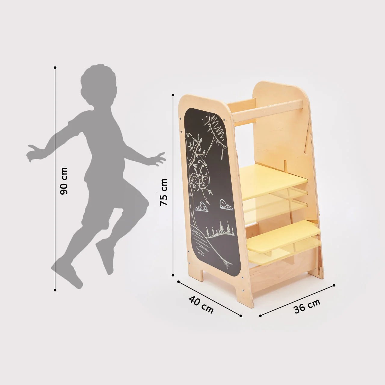 Tour d’Apprentissage Multifonctions 5 en 1 - vanille, bois brut (non verni), 18 à 24 mois - BusyKids - myplayground