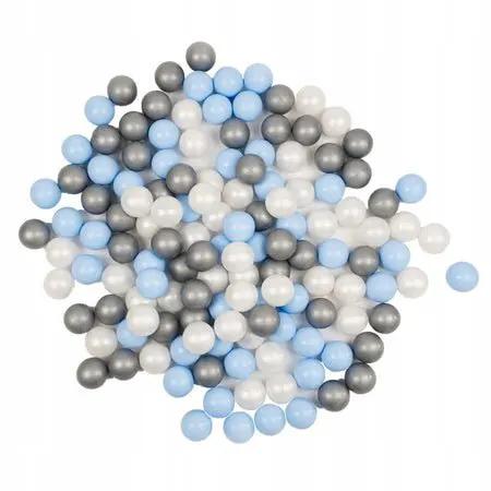 Piscine à balles avec tapis, 95x30, gris clair, velours côtelé premium, Floral Fun Zone (+ 200 boules perle, argent, bleu clair)-Plush nest - Misioo by Misioo