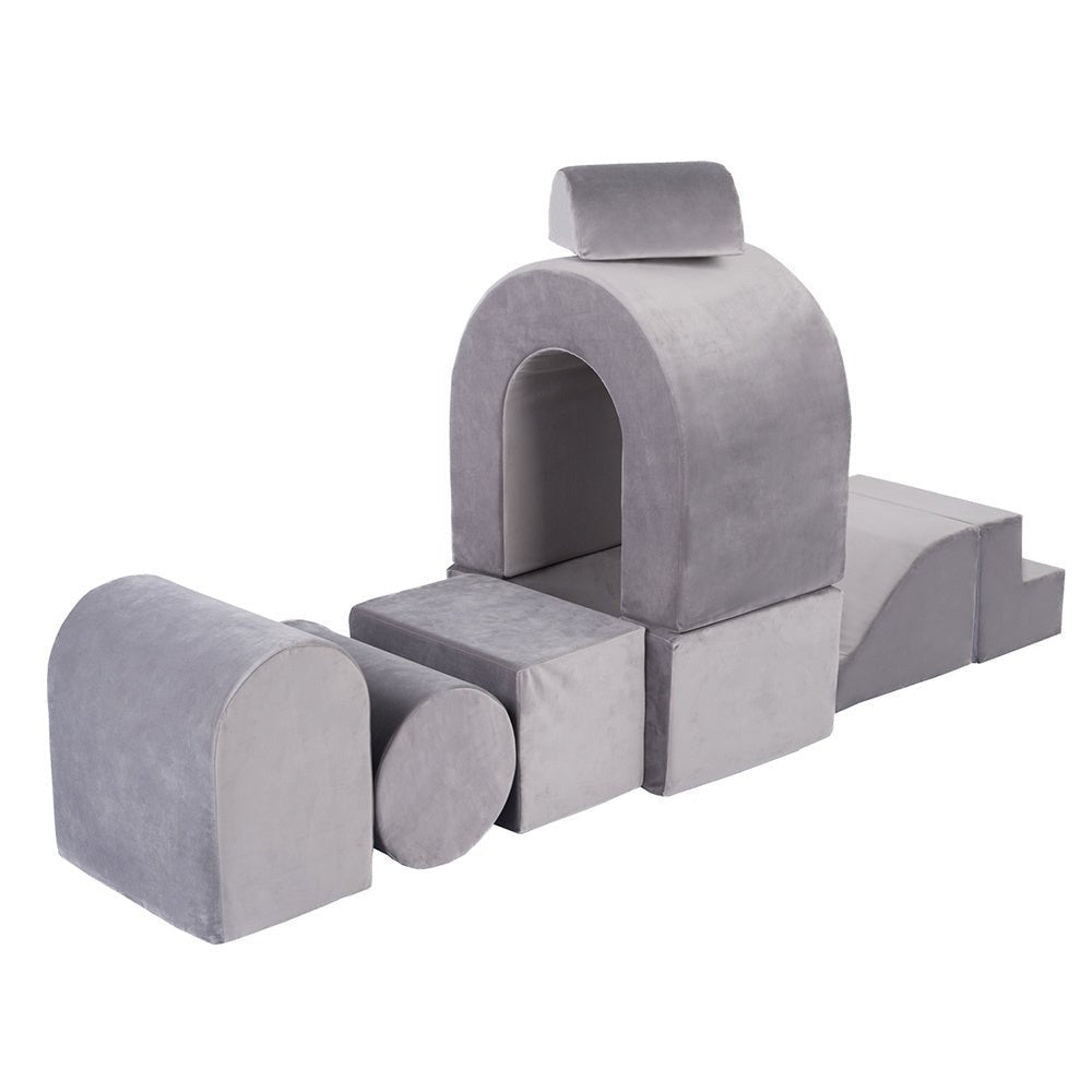 Château de terrain de jeu sans piscine – Velours gris – Plush Nest by Misioo