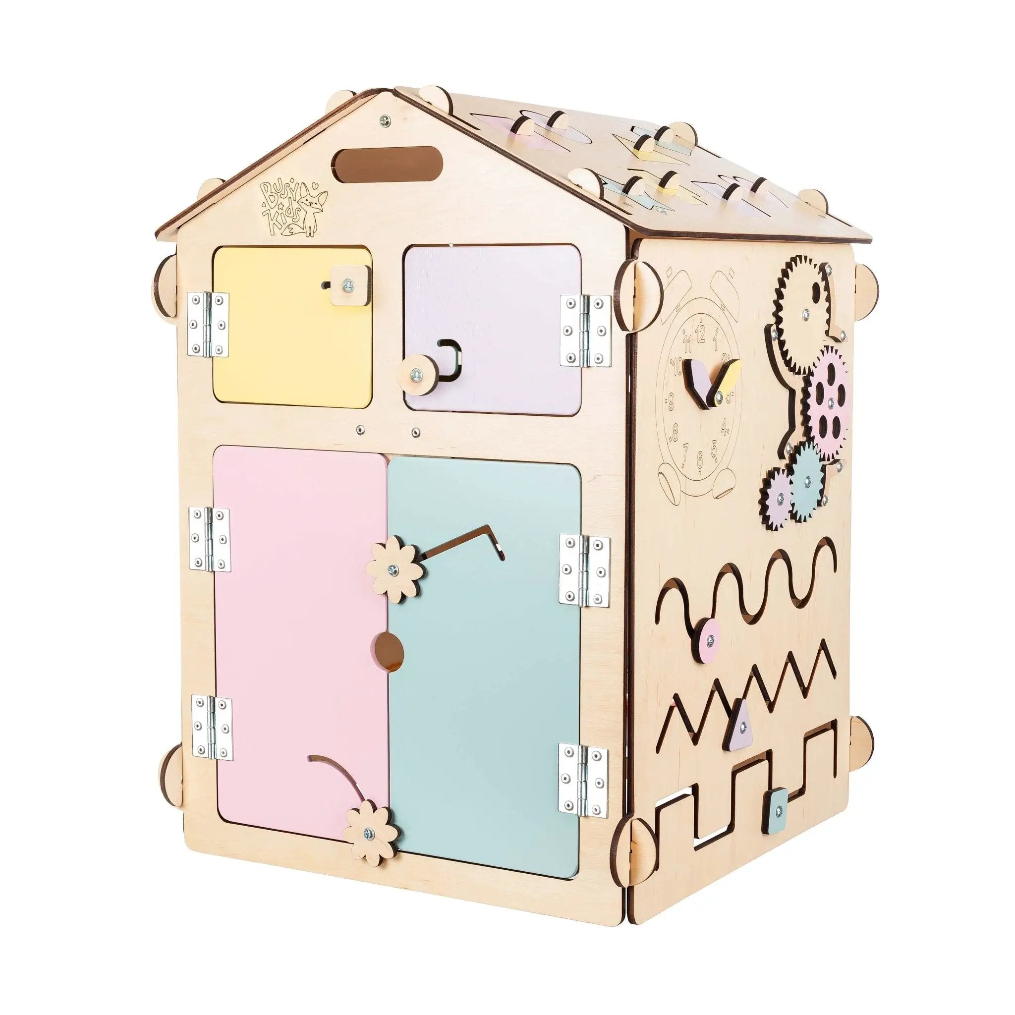 Maisonnette Éducative - pastel, édition limitée, bois natura, 12 à 18 mois - BusyKids by BusyKids