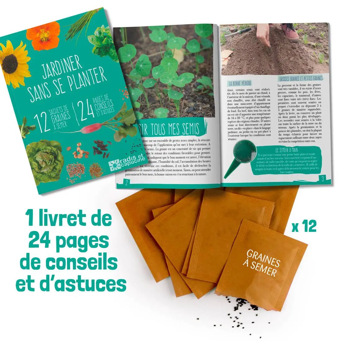 Coffret 12 sachets - Jardiner sans se planter - Kit créatif de jardinage Enfant by Radis Et Capucine