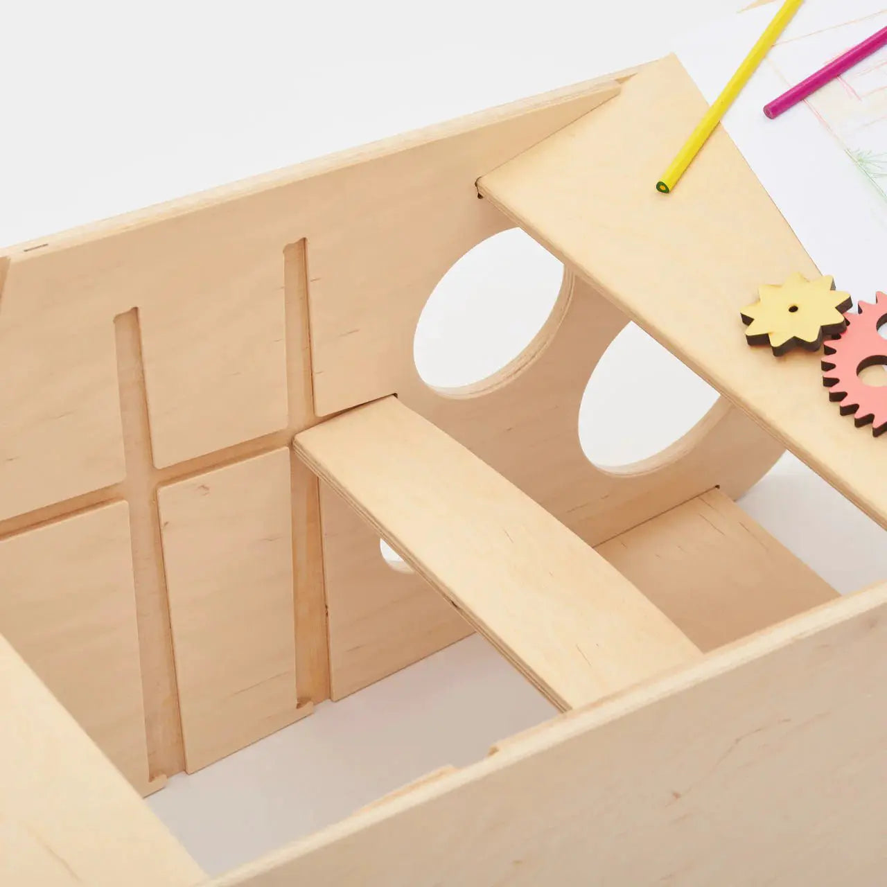 Tour Ajustable d’Apprentissage 3-en-1 - bois brut (non verni), 18 à 24 mois - BusyKids by BusyKids