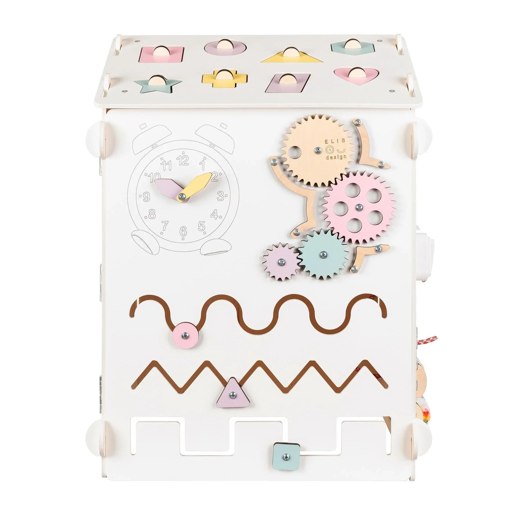 Ensemble Maisonnette et Cube interactif - blanc/pastel, bois Natura, 12 à 18 mois - BusyKids - myplayground