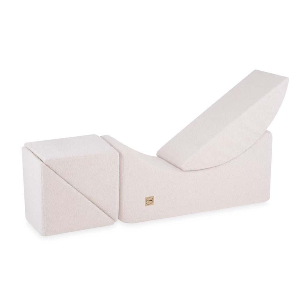 Chaise longue enfant inclinable 145x35x45 cm - peu de mouton crème, confortable – Plush Nest by Misioo