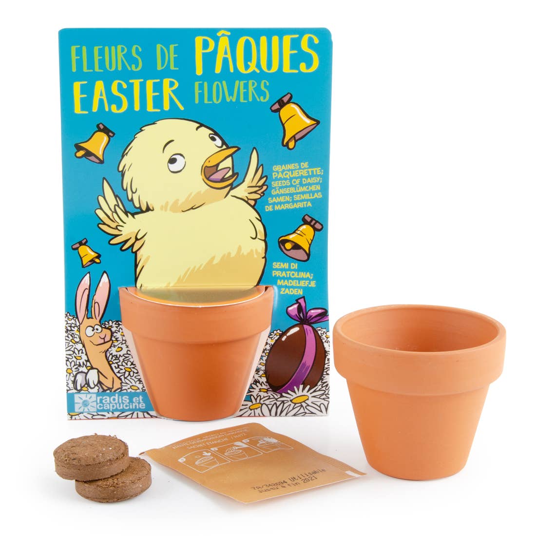 Carte nature Poussin - Pâquerettes à semer - Kit créatif de jardinage Enfant by Radis Et Capucine