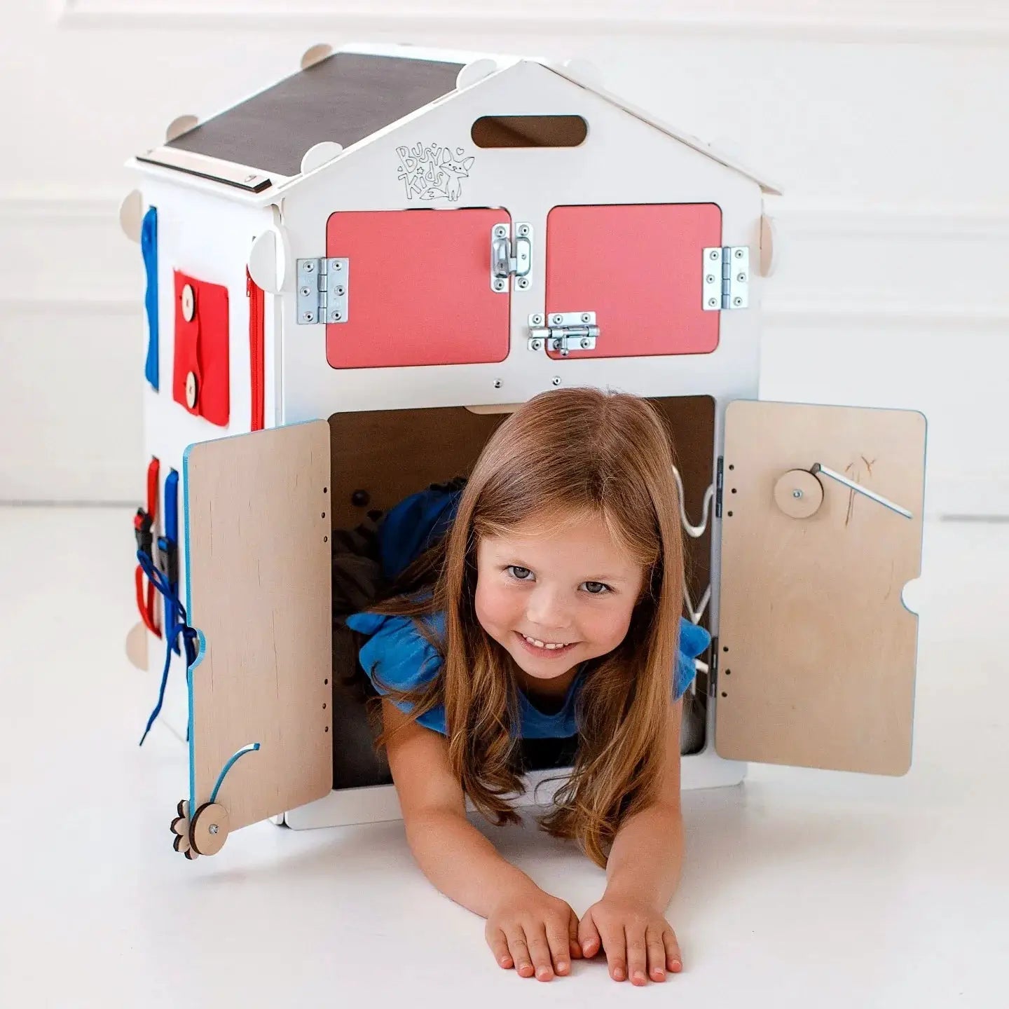 Maisonnette Éducative Blanche - Bois Natura, 12 à 18 mois, montessori - BusyKids by BusyKids