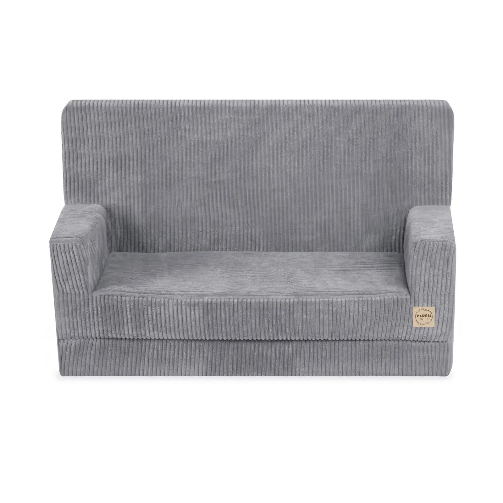 Canapé Foldie avec accoudoirs - Velours côtelé gris premium, confortable - Plush Nest by Misioo