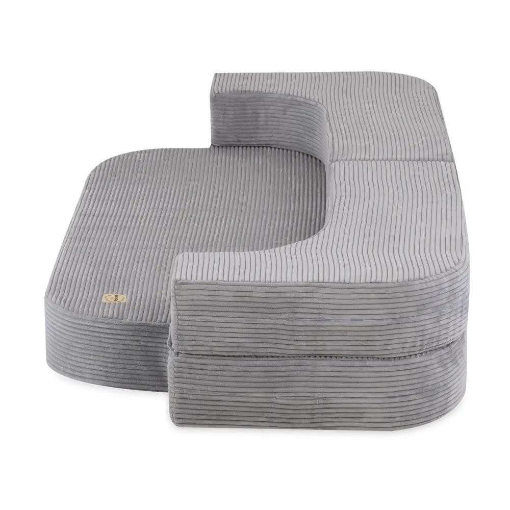 Canapé-lit Foldie - Velours côtelé gris premium, lavable, imperméable - Plush Nest by Misioo