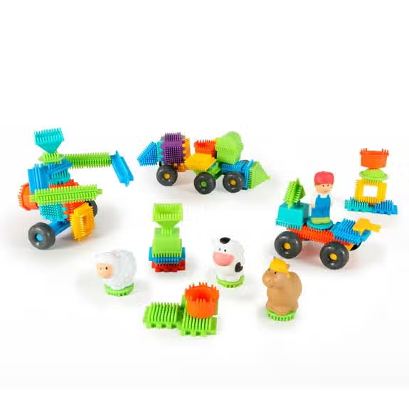 100 Bloko + 4 Figurines 3D Ferme + Rangement - Jeu de construction enfant by Bloko