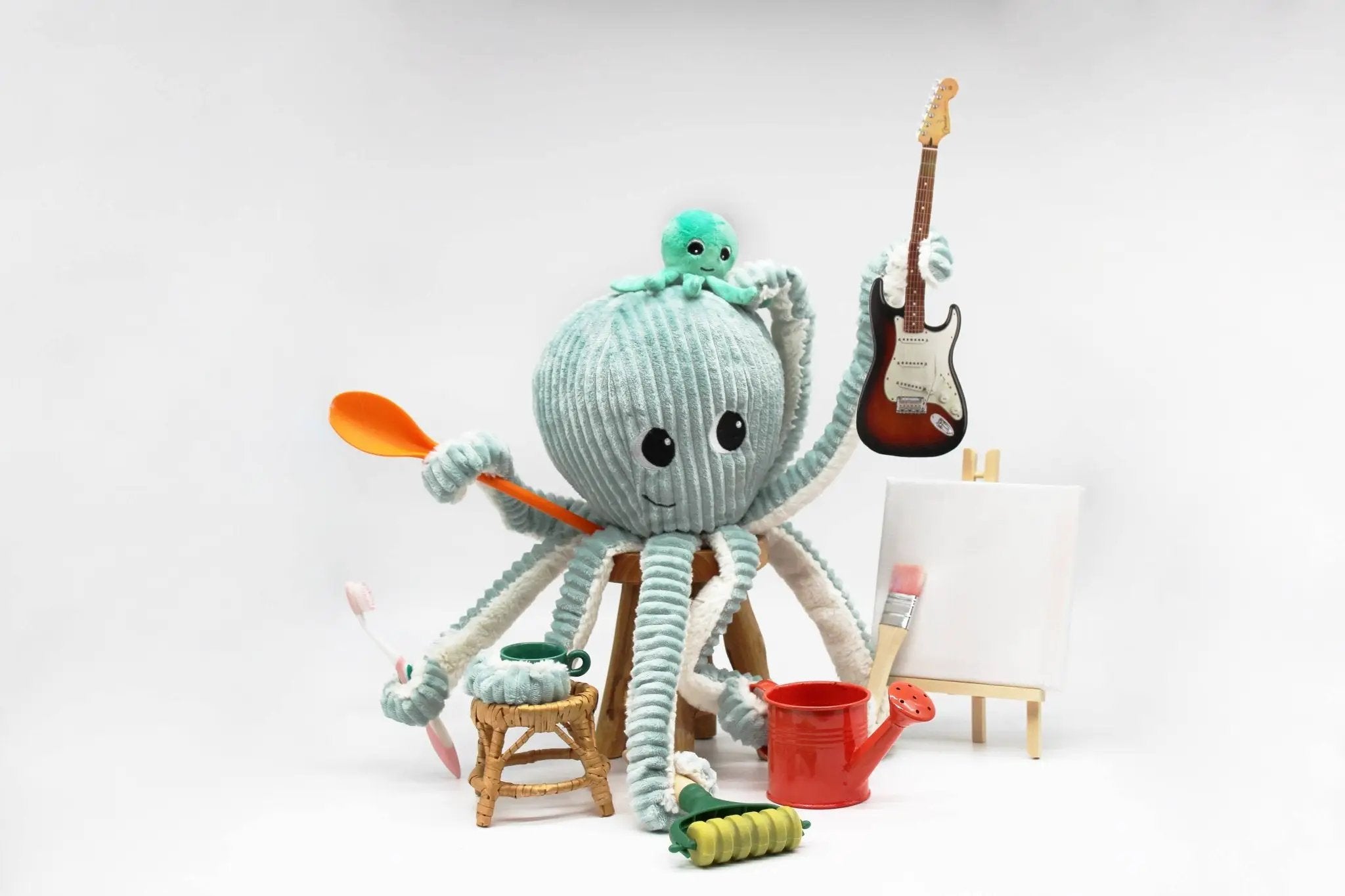 Ptipotos - Octopus Mum & Baby Mint 18 Pouces (45 cm) - Les Déglingos, France by Les Déglingos, France
