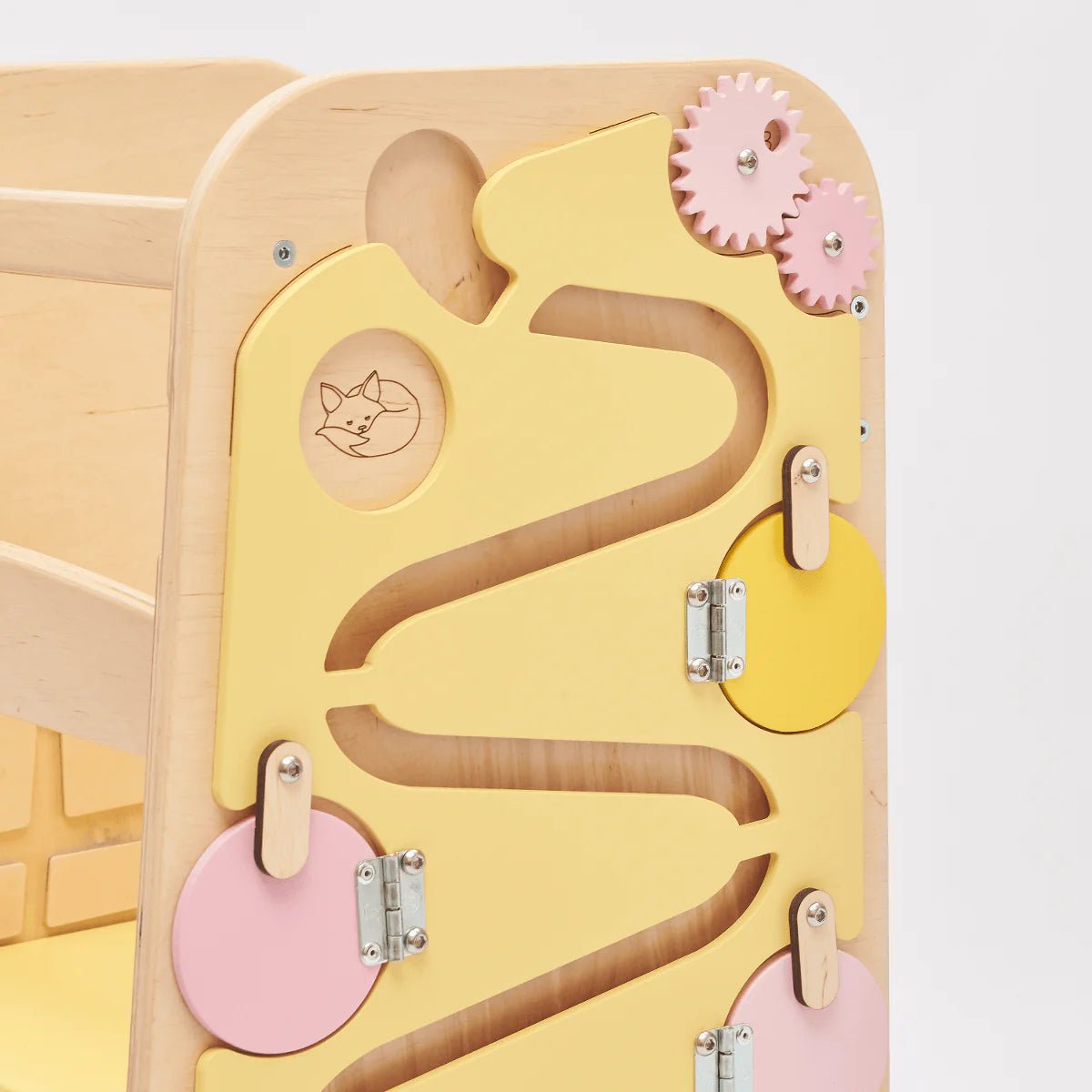 Tour d’Apprentissage Multifonctions 5 en 1 - vanille, bois brut (non verni), 18 à 24 mois - BusyKids - by BusyKids