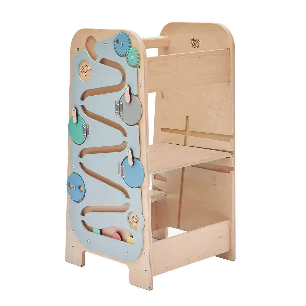 BusyKids - Tour d’Apprentissage Multifonctions 5 en 1 Menthe - Bois Brut (non verni) - 18 à 24 mois by BusyKids