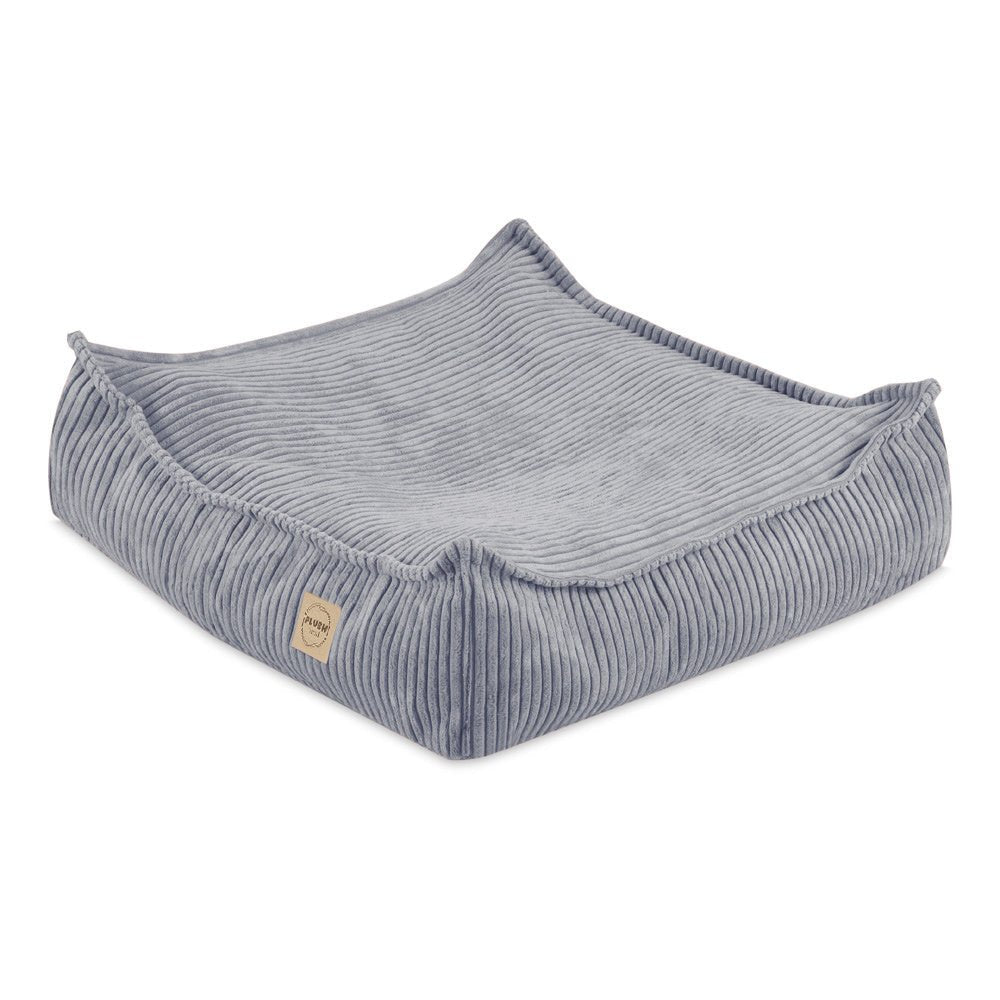 Pouf 60x60 cm - Coussin de sol, velours côtelé gris premium - Plush Nest - myplayground