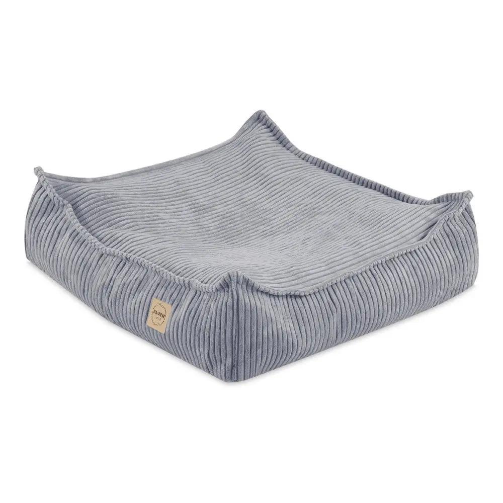 Pouf 60x60 cm - Coussin de sol, velours côtelé gris premium - Plush Nest by Misioo