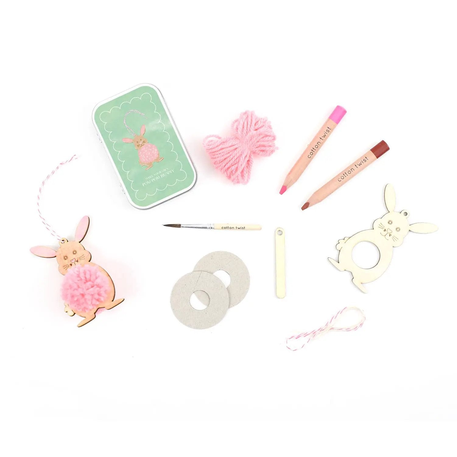 Coffret cadeau en forme de lapin à pompons by Cotton Twist