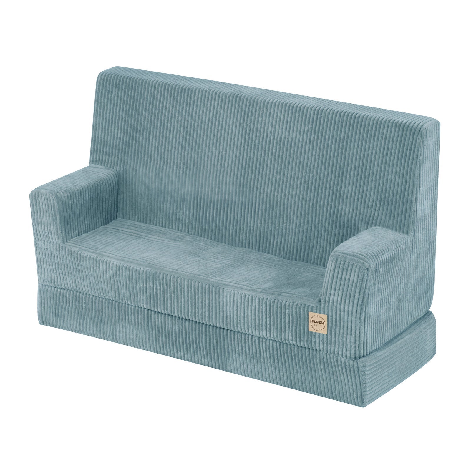 Canapé Foldie avec accoudoirs - Velours côtelé bleu premium - PLUSH NEST by Misioo