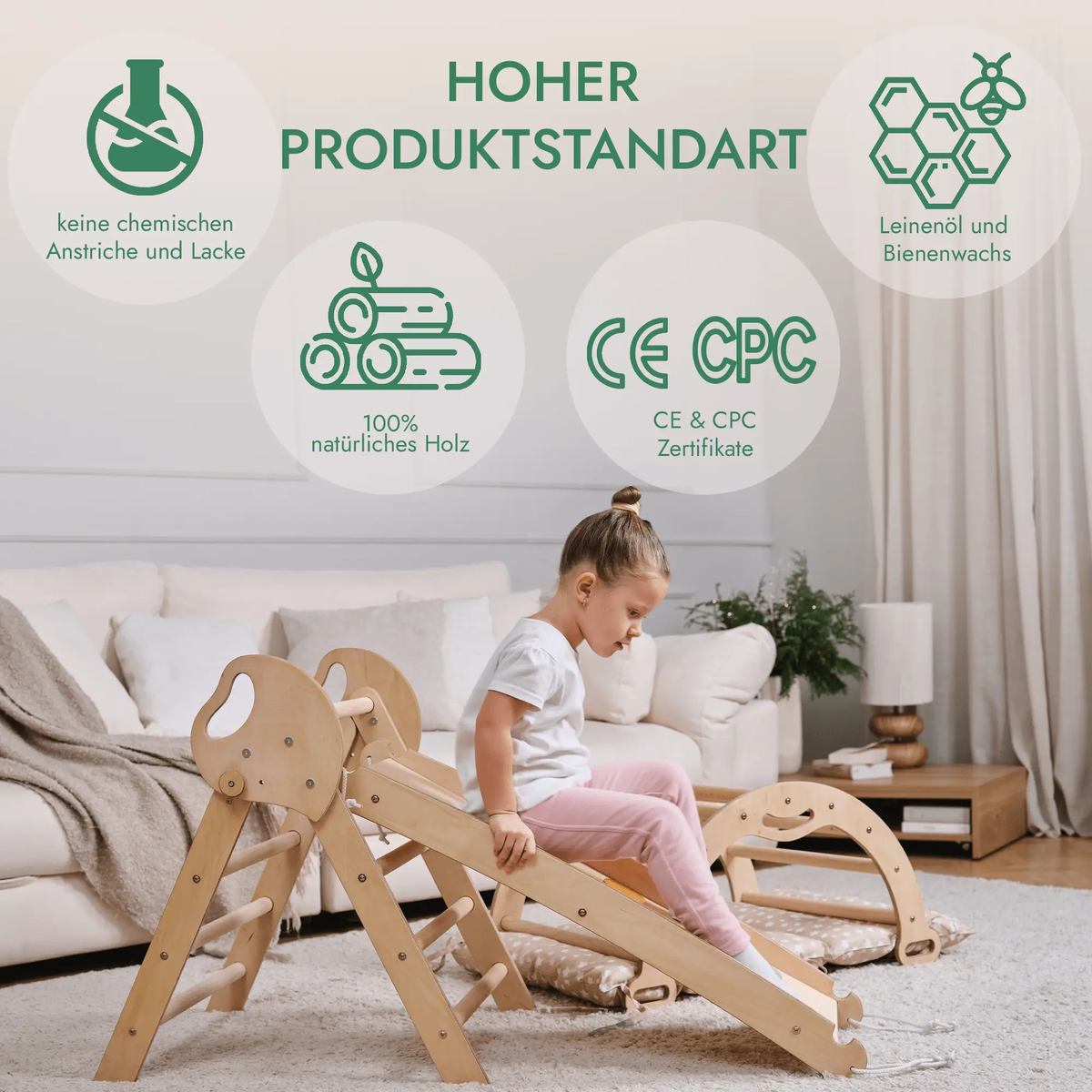 Montessori 4 In 1 Climbing Triangle For Toddlers 1 To 3 Years Pikler Triangle Climbing Arc Slide Board And Cushion by Goodevas